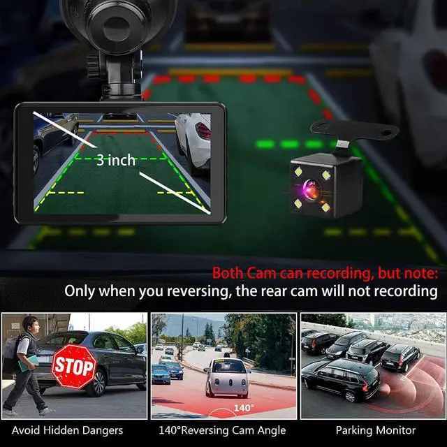 Alt view image 4 of 7 - Dash Cam Front and Rear, Dash Camera for Cars with 32G Card Super Night Vision, Car Dash Cam 1080P Dashboard Camera with G-Sensor, Parking Monitor, Loop Recording, Motion Detection Car Camera