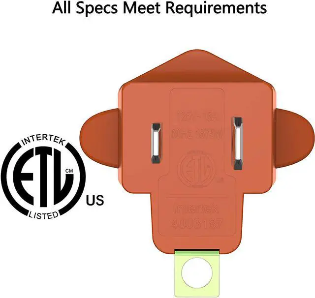 Alt view image 2 of 7 - Corn 2-3 Prong Polarized Grounding Adapter , 2 Prong to 3 Prong Power Adapter Fireproof 200? Resistant Heavy Duty Wall Plugs for Household Appliances Industrial, Orange, 6 Pack