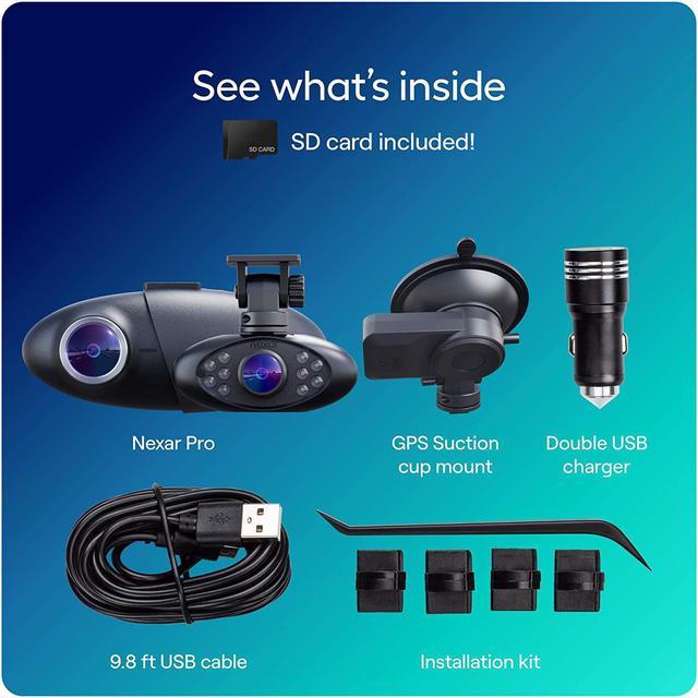 Brand New Nexar One Pro Dual Dash 4K Cam 64GB LTE IFC w/ ODB2 Powering Kit.