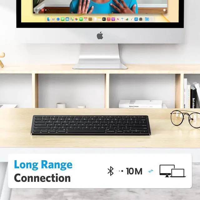 Alt view image 7 of 7 - OMOTON Bluetooth Keyboard for Mac, Compact Wireless Keyboard Compatible with MacBook Pro/Air, iMac, iMac Pro, Mac Mini, Mac Pro Laptop and PC, Black