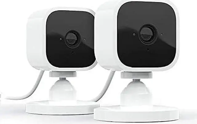 Alt view image 2 of 5 - Blink Mini - Compact indoor plug-in smart security camera, 1080p HD video, night vision, motion detection, two-way audio, easy set up, Works with Alexa  2 cameras (White)
