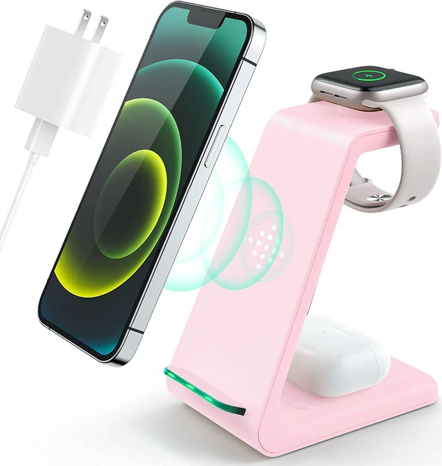 Main image of Wireless Charging Station 3 in 1 Fast Charging Station Wireless Charger Stand for iPhone 14/13/12/11 Pro Max/X/Xs Max/8/8 Plus AirPods iWatch Series