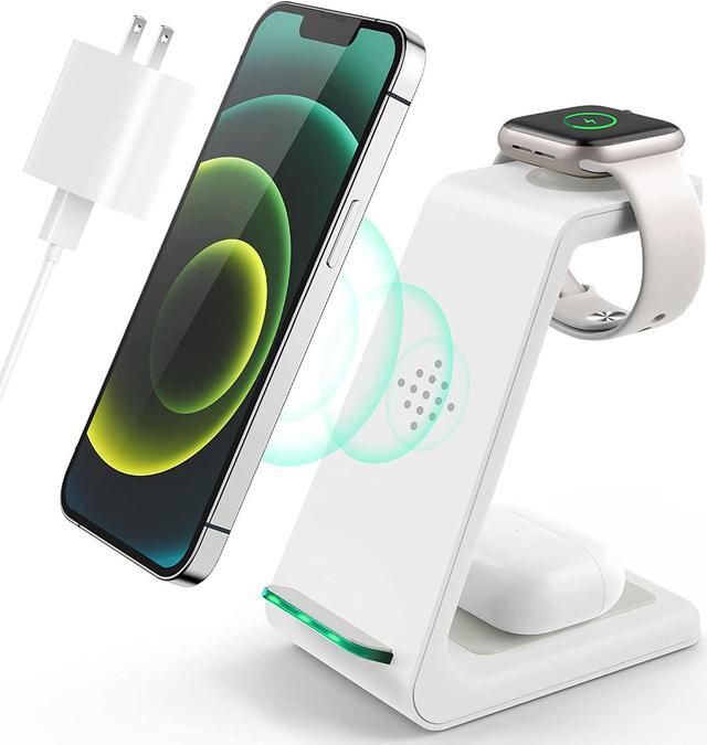 Main image of Wireless Charging Station, 3 in 1 Fast Desk Charging Station, Wireless Charger Stand for iPhone 15/14/13/12/11 Pro Max/X/Xs Max/8/8 Plus, AirPods 3/2/pro, iWatch Series 9/8/7/6/5/SE/4/3/2