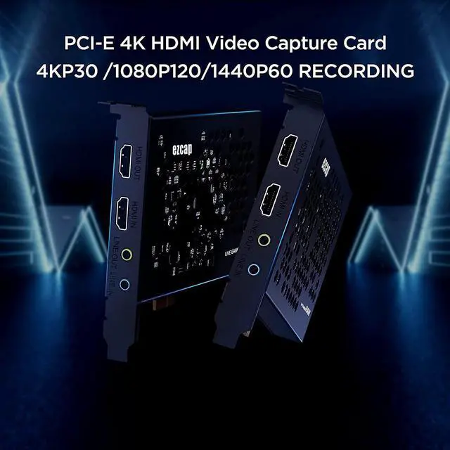 Alt view image 2 of 7 - Ezcap324 PCI Capture Card, 4K HDMI Video Capture Card, Live Gamer RAW Internal PCI-Express Live Streaming and Sound Mixer Line in Audio Out for Win10 Mac OS PS4 Xbox Switch PC Game