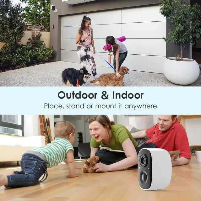 Alt view image 7 of 7 - GMK Security Cameras Wireless Outdoor, 1080P Color Night Vision AI Motion Detection 2-Way Talk Battery Powered WiFi Home Indoor Camera IP65 Weatherproof Spotlight Siren Alarm Cloud/SD Storage 2-Pack