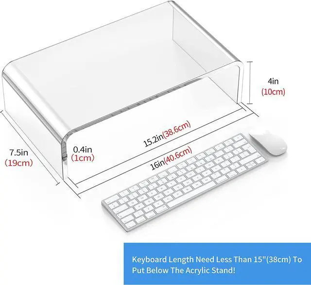 Alt view image 2 of 7 - Acrylic Monitor Stand Riser Acrylic Laptop Stand Riser PC Holder Clear Computer Monitor Stand for Desk White Laptop Stand for Desk Compatible with iMac MacBook All Notebooks
