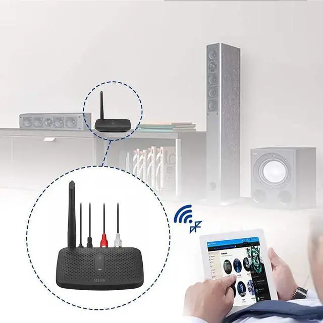 Alt view image 6 of 7 - Besign BE-RCA Pro Long Range Bluetooth Adapter for Bluetooth Music Streaming, Black
