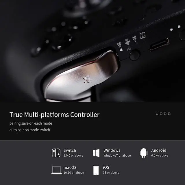 Alt view image 6 of 7 - Kingkong 2 Pro Controller with Hall Effect Sensing Joystick for Switch, Kingkong 2 Pro Wireless Bluetooth Gamepad for Mario Party Switch, No Deadzone, Auto Pilot Gaming, Motion Sense