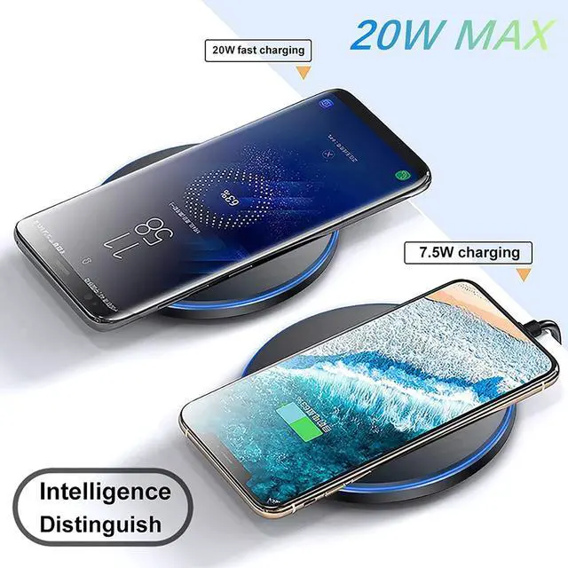 Alt view image 3 of 7 - 20W Fast Wireless Charger Pad Wireless Phone Charging Station Compatible with iPhone 16 Pro/16/15/14/13/12/11/SE/X/AirPods 15W Fast Charge for  Galaxy S24/S23/S22/S21/Note/Buds Pixel LG