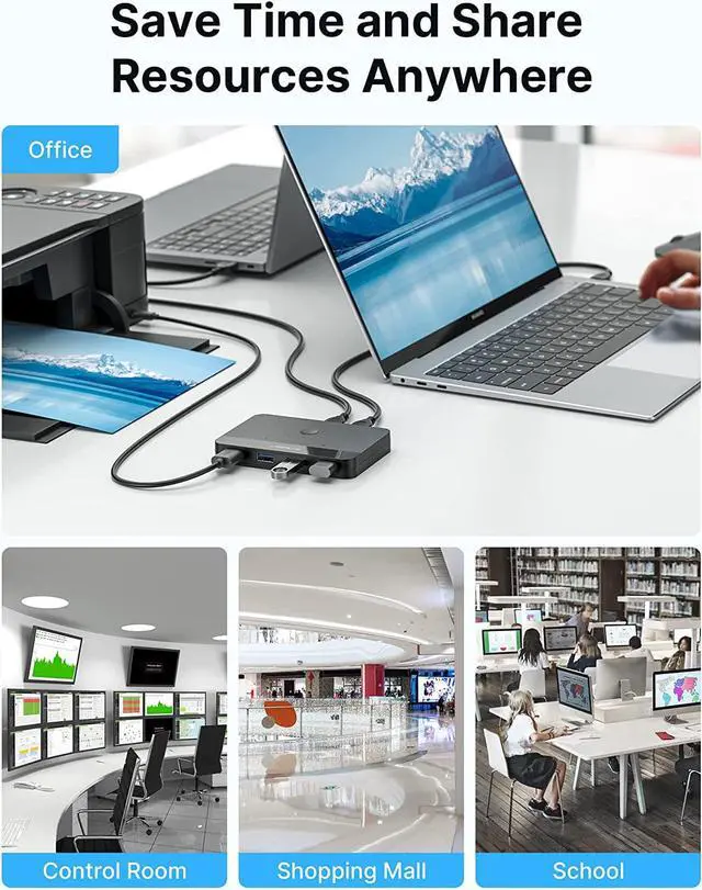 Alt view image 6 of 7 - USB 3.0 Switch, JSAUX USB Switcher Selector 2 Computers Sharing 4 USB Devices KVM Switch Hub Adapter for Keyboard Mouse Printer Scanner U-Disk, Hard Drives, Compatible with Mac/Windows/Linux