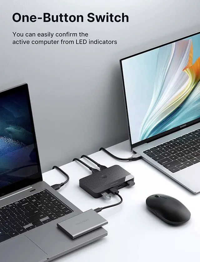 Alt view image 3 of 7 - USB 3.0 Switch, JSAUX USB Switcher Selector 2 Computers Sharing 4 USB Devices KVM Switch Hub Adapter for Keyboard Mouse Printer Scanner U-Disk, Hard Drives, Compatible with Mac/Windows/Linux