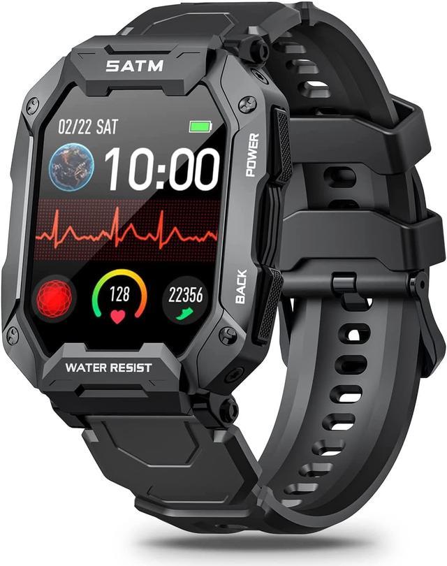 Military Smart Watches for Men, 2023 Newest 1.71'' Smartwatch for Android iPhone Compatible, 5ATM Fitness Tracker with Blood Pressure, Heart Rate, Blood Oxygen Monitor, Tactical Watch Wearable Technology -