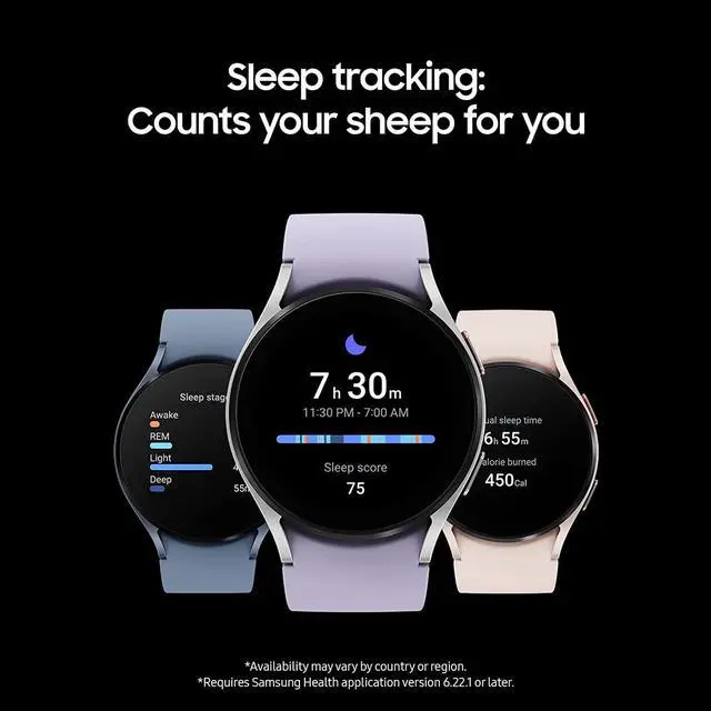 Alt view image 4 of 7 - Samsung Galaxy Watch5 - Optical Heart Rate Sensor, Bioelectrical Impedance Analysis (BIA) Sensor - Sleep Monitor - Sleep Quality, Heart Rate, Steps Taken - 16 GB - Android Wear - Bluetooth - ...