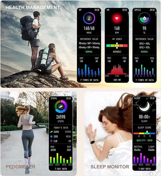 Alt view image 3 of 7 - Iaret Smart Watch for Women(Call Receive/Dial), Fitness Tracker Waterproof Smartwatch for Android iOS Phones 1.7" HD Full Touch Screen Digital Watches with Heart Rate Sleep Monitor Pedometer, Gold