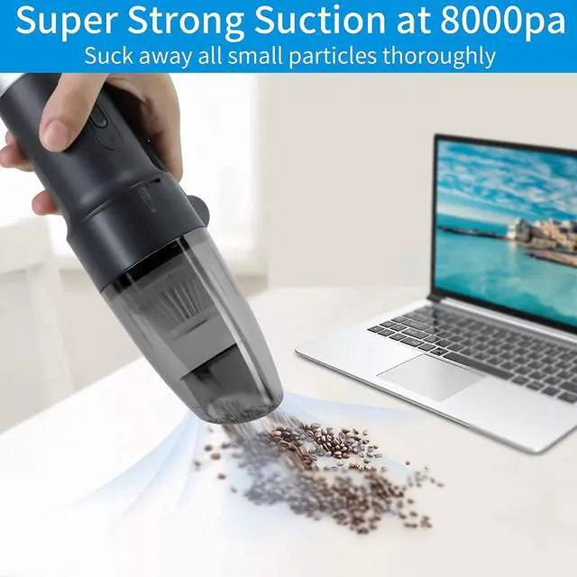 Alt view image 4 of 4 - Cordless Air Duster & Small Vacuum Cleaner 2-in-1, 60000 RPM Compressed Air Duster, 8KPa Suction, 2 Speeds, USB Rechargeable Electric Air Blower and Mini Vacuum Cleaner for Keyboard/Computer/Car Seat