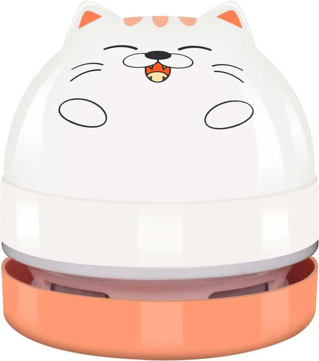 Main image of YUNYILAN Mini Desktop Vacuum Cleaner, Portable USB Vacuum Cleaner for Desk Mini Cute Cartoon Desktop Vacuum for Cleaning Eraser Crumbs, Dust, Crumbs, Computer, Keyboard and Car (White Orange)