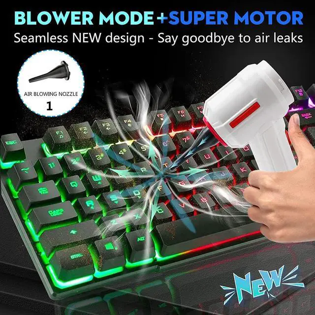 Alt view image 2 of 4 - Compressed Air Duster & Mini Vacuum Keyboard Cleaner 3-in-1, New Generation Canned Air Spray, Portable Electric Air Can, Cordless Blower Computer Cleaning Kit