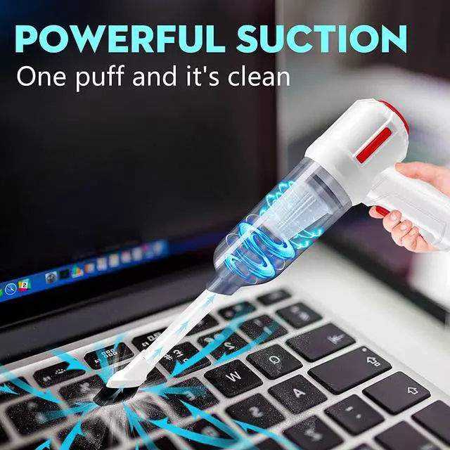 Alt view image 4 of 4 - Compressed Air Duster & Mini Vacuum Keyboard Cleaner 3-in-1, New Generation Canned Air Spray, Portable Electric Air Can, Cordless Blower Computer Cleaning Kit