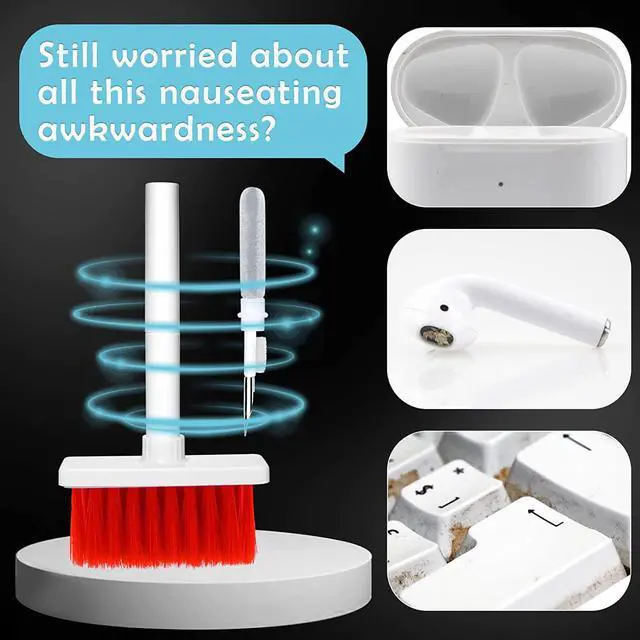 Alt view image 2 of 7 - BATULLO 2023 New Keyboard Soft Brush Cleaning Set 5 in 1 Multifunctional Computer Cleaning Tool Set with Corner Crevice Dusting Keycap Puller for Headphones, Keyboard (Red)