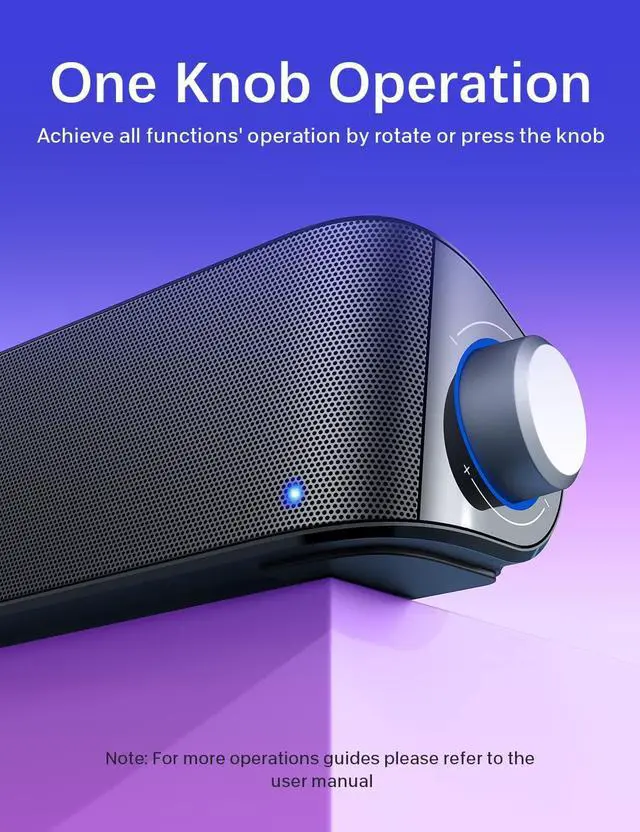 Alt view image 5 of 7 - Computer Speakers, HiFi Sound Quality Computer Sound Bar, USB Powered PC Speakers, Bluetooth 5.0 and 3.5mm Aux-in Computer Speakers for Desktop, Laptops, PCs, Phones, Tablets, Xbox, Gaming Speakers