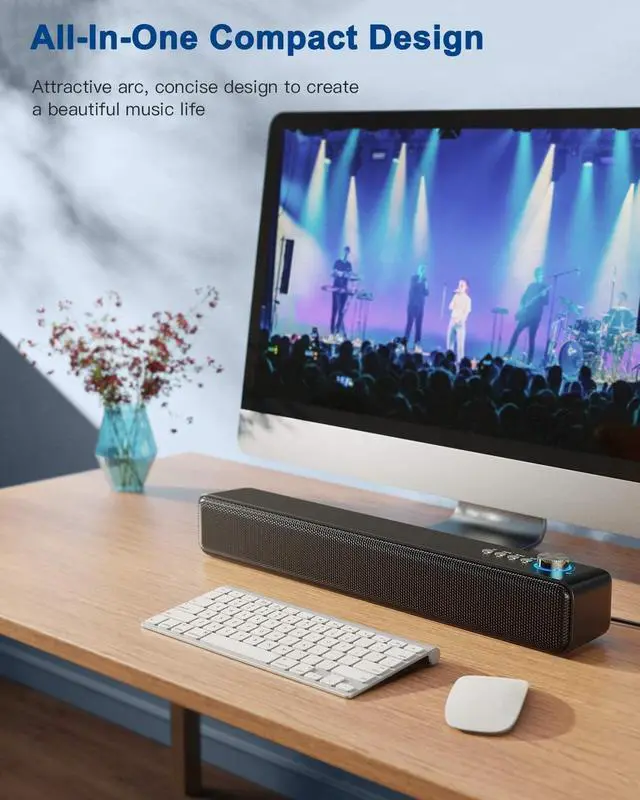 Alt view image 5 of 6 - Computer Speakers, Bluetooth 5.0 PC Speakers with MIC, Bass, Wired/Wireless Speaker for Desktop Computer, PC, Laptop, Tablet, Phone and More
