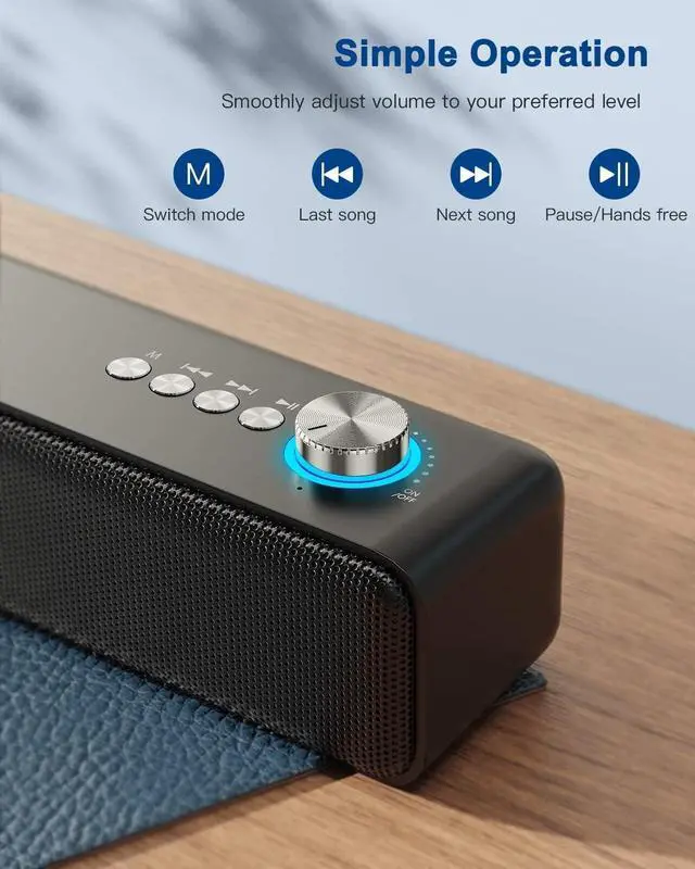 Alt view image 6 of 6 - Computer Speakers, Bluetooth 5.0 PC Speakers with MIC, Bass, Wired/Wireless Speaker for Desktop Computer, PC, Laptop, Tablet, Phone and More