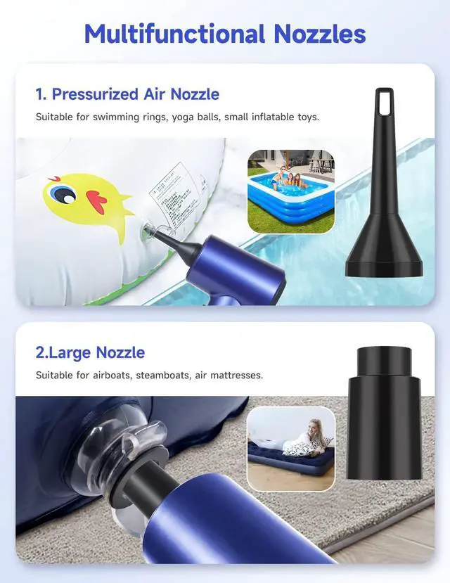 Alt view image 4 of 6 - Electric Air Duster, Fulljion 3-Gear to 51000RPM Compressed Air Duster with LED Light, Cordless Air Blower for Computer Keyboard Car Cleaning 6000mAhRechargeable 10W Fast Charging Air Can Duster(Blue)
