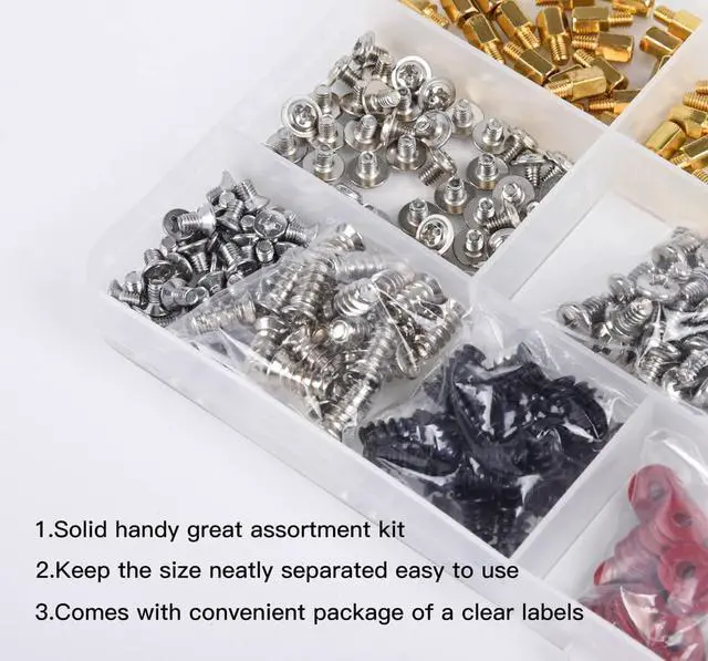 Alt view image 5 of 7 - 502PC Computer Motherboard Screws Kit, Motherboard Standoffs Screws for Universal HDD Hard Drive, SSD, PC Case, PC Fan, Power Supply, Graphics, CD-ROM, ATX Case, for DIY PC Installation & Repair