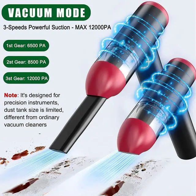 Alt view image 4 of 6 - Compressed Air Duster , 3 Speeds to 90000RPM Electric no Can Air Duster, Cordless Keyboard Cleaner with 7500mAh Rechargeable Battery for Office Computer/Car