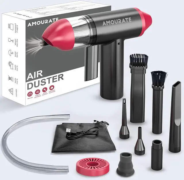 Alt view image 6 of 6 - Compressed Air Duster , 3 Speeds to 90000RPM Electric no Can Air Duster, Cordless Keyboard Cleaner with 7500mAh Rechargeable Battery for Office Computer/Car