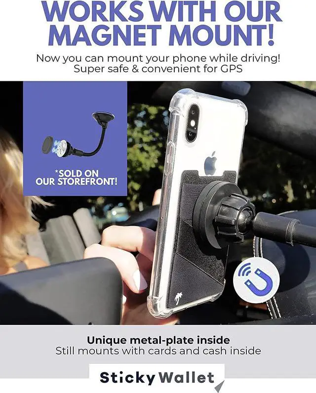 Alt view image 5 of 7 - The StickyWallet  Premium Spandex Stick-on Phone Wallet Card Holder for any Case  Unique Double Pocket Design + Finger Strap (1 Pack)