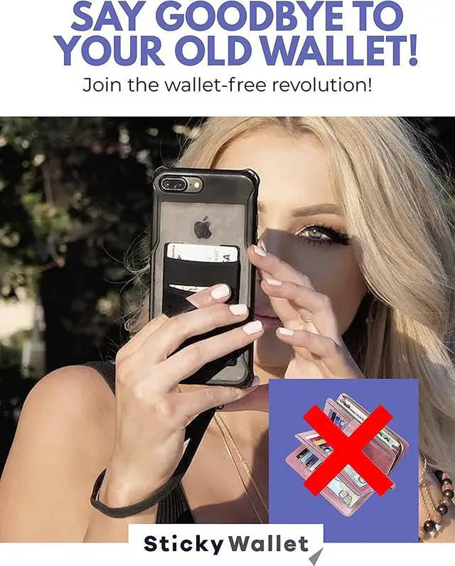 Alt view image 2 of 7 - The StickyWallet  Premium Spandex Stick-on Phone Wallet Card Holder for any Case  Unique Double Pocket Design + Finger Strap (1 Pack)