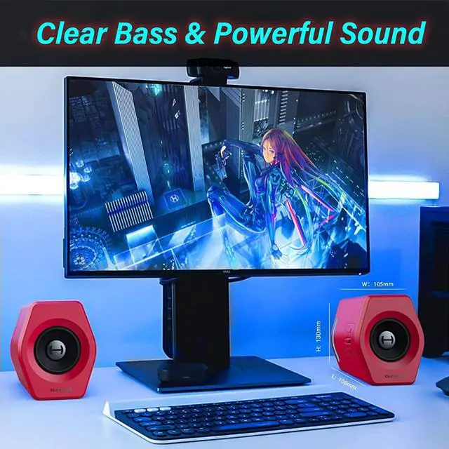 Alt view image 7 of 7 - Edifier G2000 32W PC Gaming Computer Speakers for Laptop Mac Desktop Computer Woofer Speakers Bluetooth USB 3.5mm AUX Inputs RGB Lights Multimedia Speakers Red