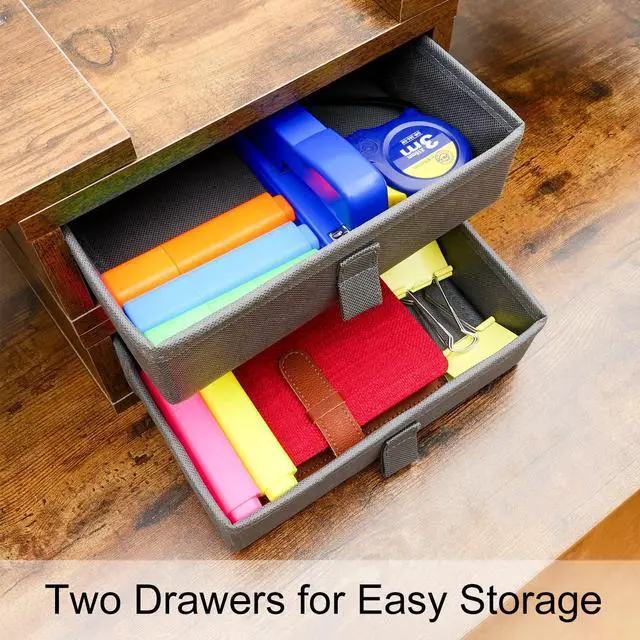 Alt view image 5 of 7 - TEAMIX Dual Monitor Stand Riser with 2 Drawers - Length and Angle Adjustable 3 shelf Monitor Riser with Storage Desk Organizer Large Monitor Stand for 2 Monitors/Laptop/PC,Screen/TV Stand Riser