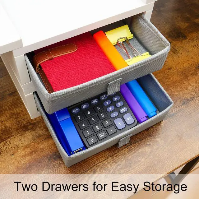 Alt view image 6 of 6 - TEAMIX Dual Monitor Stand Riser with 2 Drawers - Length and Angle Adjustable White Monitor Stand with Storage Large Computer Riser for 2 Monitors/Laptop/PC, Wood Screen/TV Stand Desk Organizer