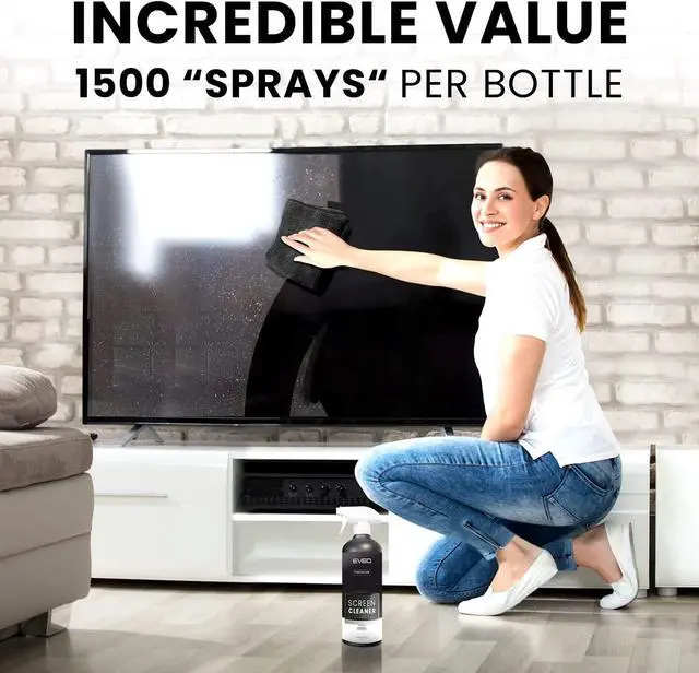 Alt view image 4 of 7 - Screen Cleaner Spray (16oz x 2 Pack) - Large Screen Cleaner Bottle - TV Screen Cleaner, Computer Screen Cleaner, for Laptop, Phone, Ipad - Electronic Cleaner - Microfiber Cloth Included