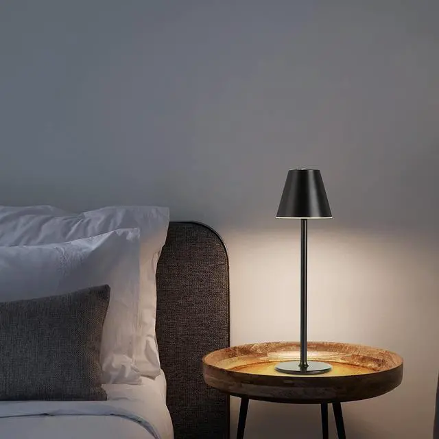 Alt view image 6 of 6 - Timjorman Modern LED CordlessTable Lamp,4000mAh Rechargeable Battery Desk lamp,3 Level Brightness Night Light, Metal Shell,Minimalist Design, for Couple Dinner/Coffee Table/Restaurant/Bedroom(Black)