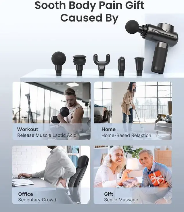 Alt view image 3 of 7 - RENPHO Active Massage Gun Deep Tissue Muscle, 2022 Upgrade Powerful Portable Gun Massage Percussion Massager Gun for Athletes, Electric Back Massagers,Handheld Body Massager Gun Christmas Gifts