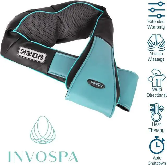 Alt view image 4 of 7 - InvoSpa Shiatsu Back Shoulder and Neck Massager with Heat - Deep Tissue Kneading Pillow Massage - Back Massager, Shoulder Massager, Electric Full Body Massager Gift - Massagers for Neck and Back