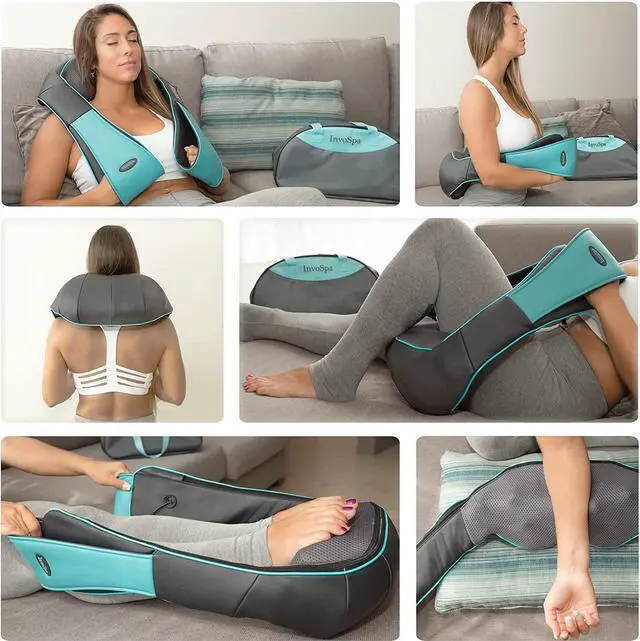 Alt view image 7 of 7 - InvoSpa Shiatsu Back Shoulder and Neck Massager with Heat - Deep Tissue Kneading Pillow Massage - Back Massager, Shoulder Massager, Electric Full Body Massager Gift - Massagers for Neck and Back