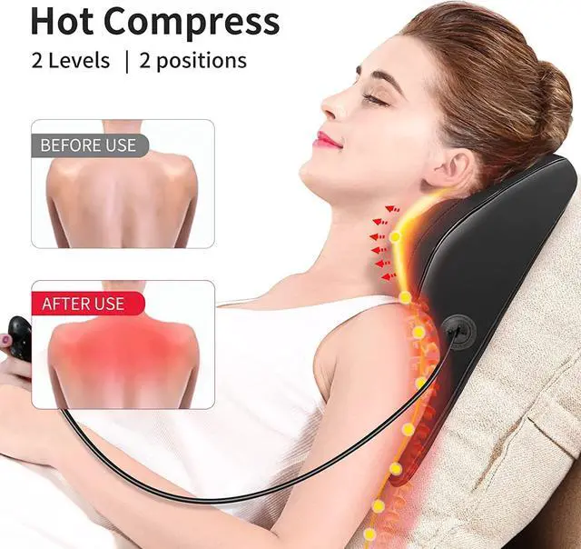 Alt view image 3 of 6 - Back Massager with Heat, Massagers for Neck and Back, 3D Kneading Massage Pillow for Back, Neck, Shoulder, Leg Pain Relief, Gifts for Men Women Mom Dad, Stress Relax at Home Office and Car
