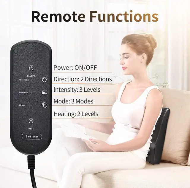 Alt view image 5 of 6 - Back Massager with Heat, Massagers for Neck and Back, 3D Kneading Massage Pillow for Back, Neck, Shoulder, Leg Pain Relief, Gifts for Men Women Mom Dad, Stress Relax at Home Office and Car