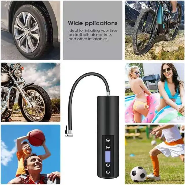 Alt view image 7 of 7 - 150 PSI Tire inflator portable air compressor with LCD Display Emergency LED Light Rechargeable Li-ion Batteryd Electric Cordless Air Pump for Cars, Motorbikes, Balls, Swim rings and All Bicycles