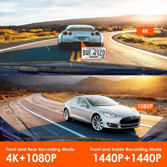 Alt view image 4 of 7 - VANTRUE N4 3 Channel Dash Cam, 4K+1080P Dual Channel, 1440P+1440P+1080P Front Inside Rear Three Way Triple Car Dash Camera, IR Night Vision, Capacitor, 24 Hours Parking Mode, Support 256GB Max