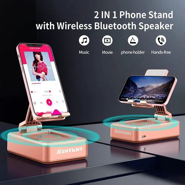 Alt view image 3 of 7 - JTEMAN Cell Phone Stand with Wireless Bluetooth Speaker,Gifts for Women and Men,Birthday Christmas for Women Men,Kitchen Gadgets for Men