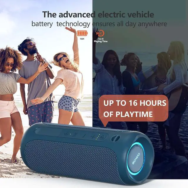 Alt view image 5 of 7 - Portable Bluetooth Speaker, IPX7 Waterproof Wireless Bluetooth Speaker, Bassboom Technology, 25W Loud Stereo Sound, LED Light with TWS Pairing, 16H Playtime for Home and Outdoor