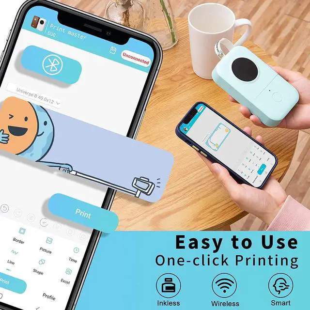 Alt view image 4 of 7 - Phomemo D30 Label Maker Machine with Tape, Portable Bluetooth Label Printer, Small Smart Phone Handheld Sticker Mini Labeler Multiple Templates Font Icon Easy to Use Inkless Rechargeable F Office Home