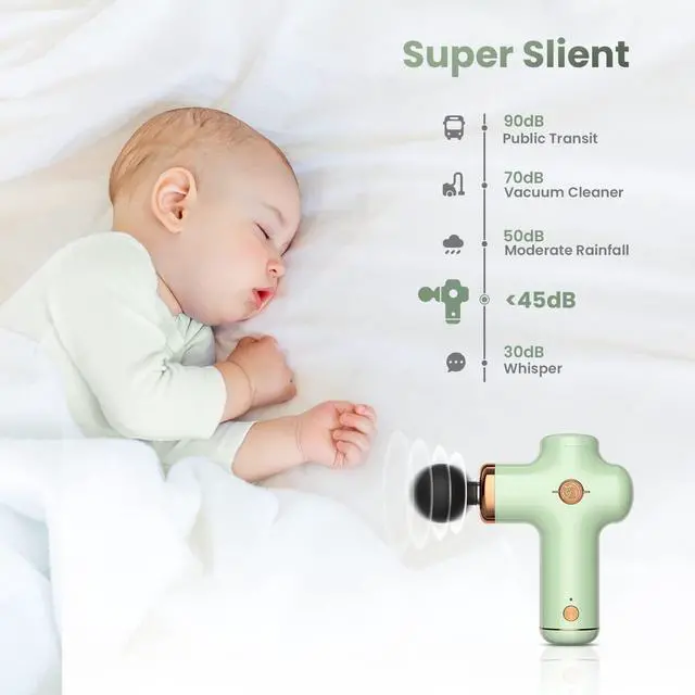 Alt view image 6 of 7 - Massage Gun Massager Portable Gifts for Women Masagesgun Deep Tissue for Percussion Muscle Back Neck Shoulder Handheld Mini (Green)