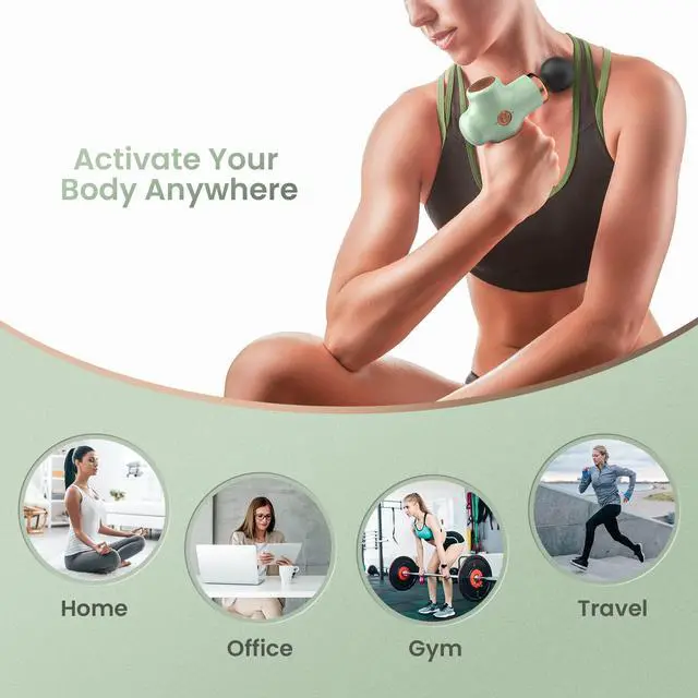 Alt view image 7 of 7 - Massage Gun Massager Portable Gifts for Women Masagesgun Deep Tissue for Percussion Muscle Back Neck Shoulder Handheld Mini (Green)