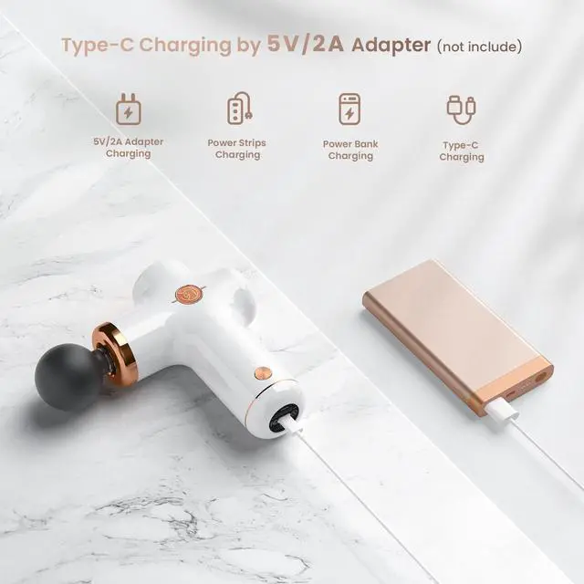 Alt view image 7 of 7 - Massage Gun Massager Portable Gifts for Women Masagesgun Deep Tissue for Percussion Muscle Back Neck Shoulder Handheld Mini (White)